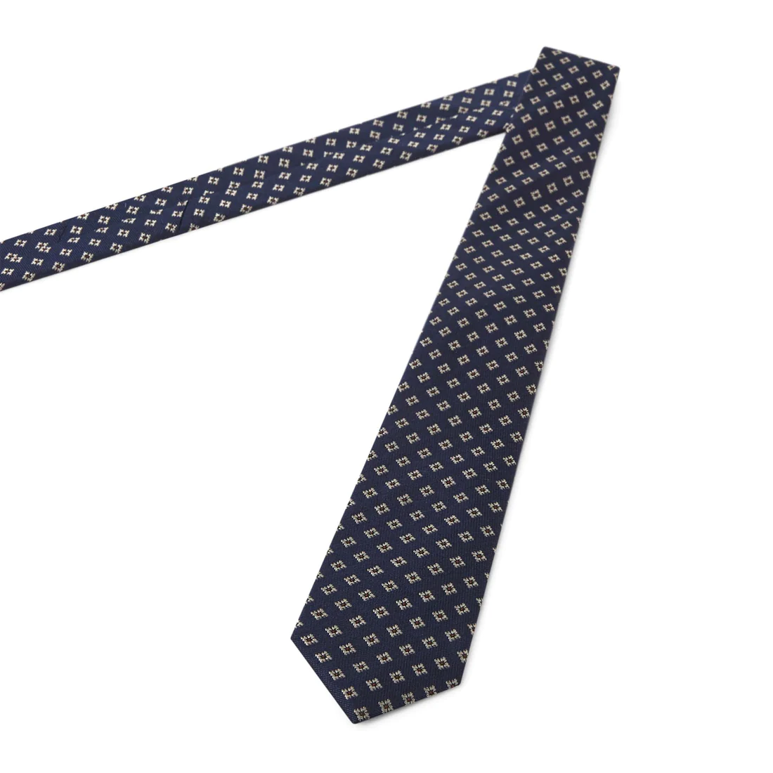 CRAVATE À CARREAUX BEIGE ET BLEU MARINE – Image 3