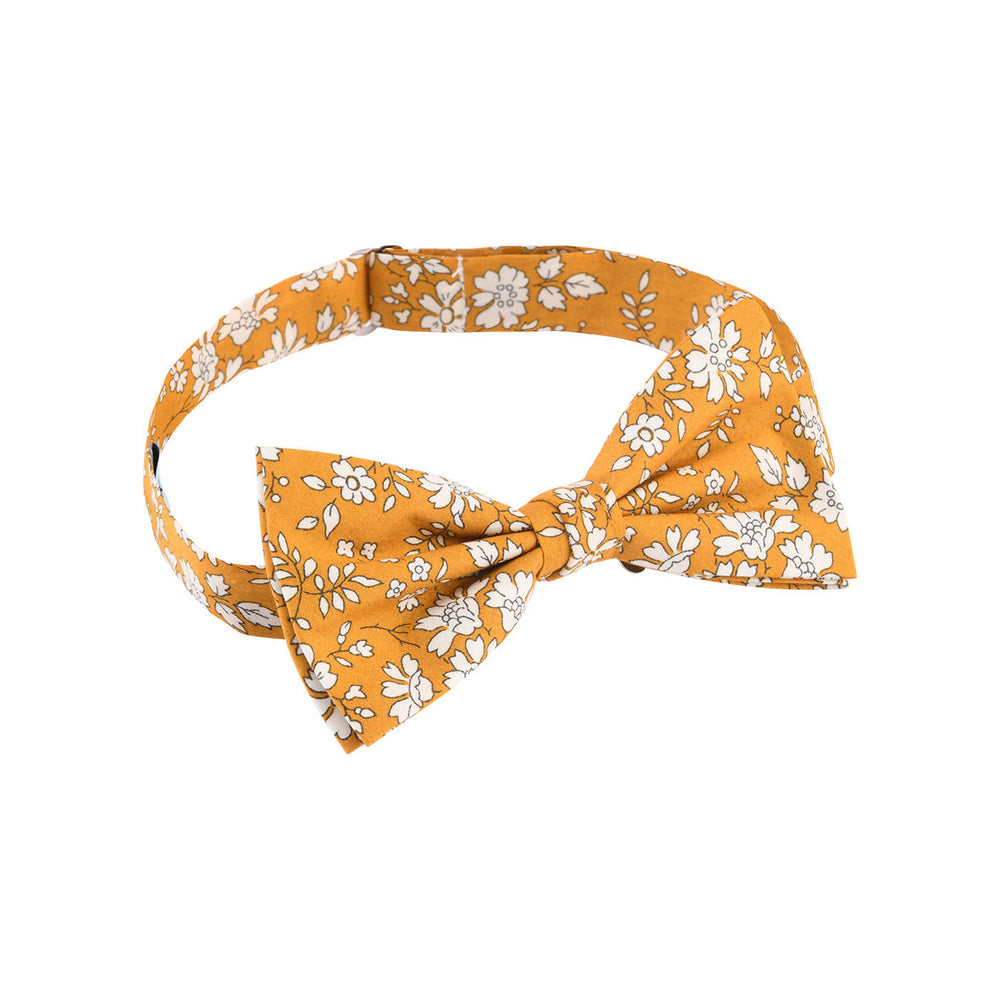 NOEUD PAPILLON HOMME TISSU LIBERTY CAPEL MOUTARDE / ECRU – Image 2