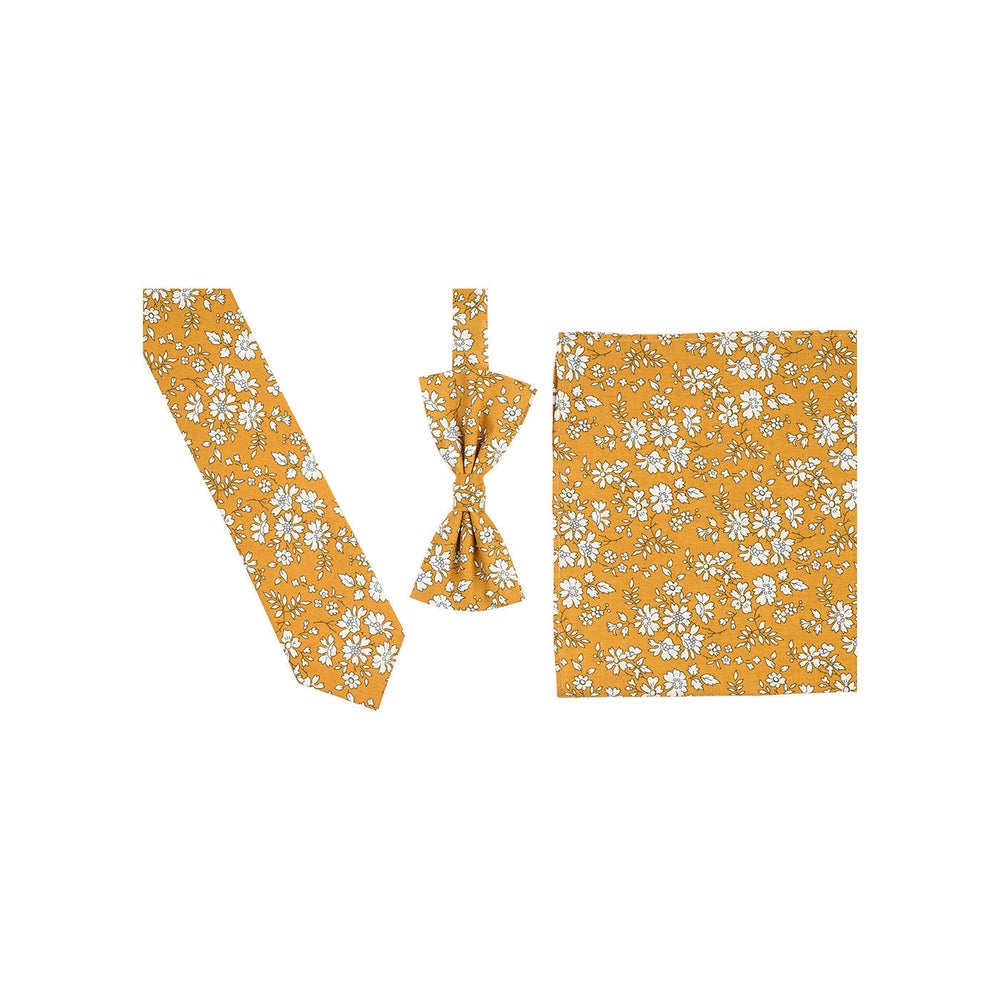 NOEUD PAPILLON HOMME TISSU LIBERTY CAPEL MOUTARDE / ECRU – Image 3