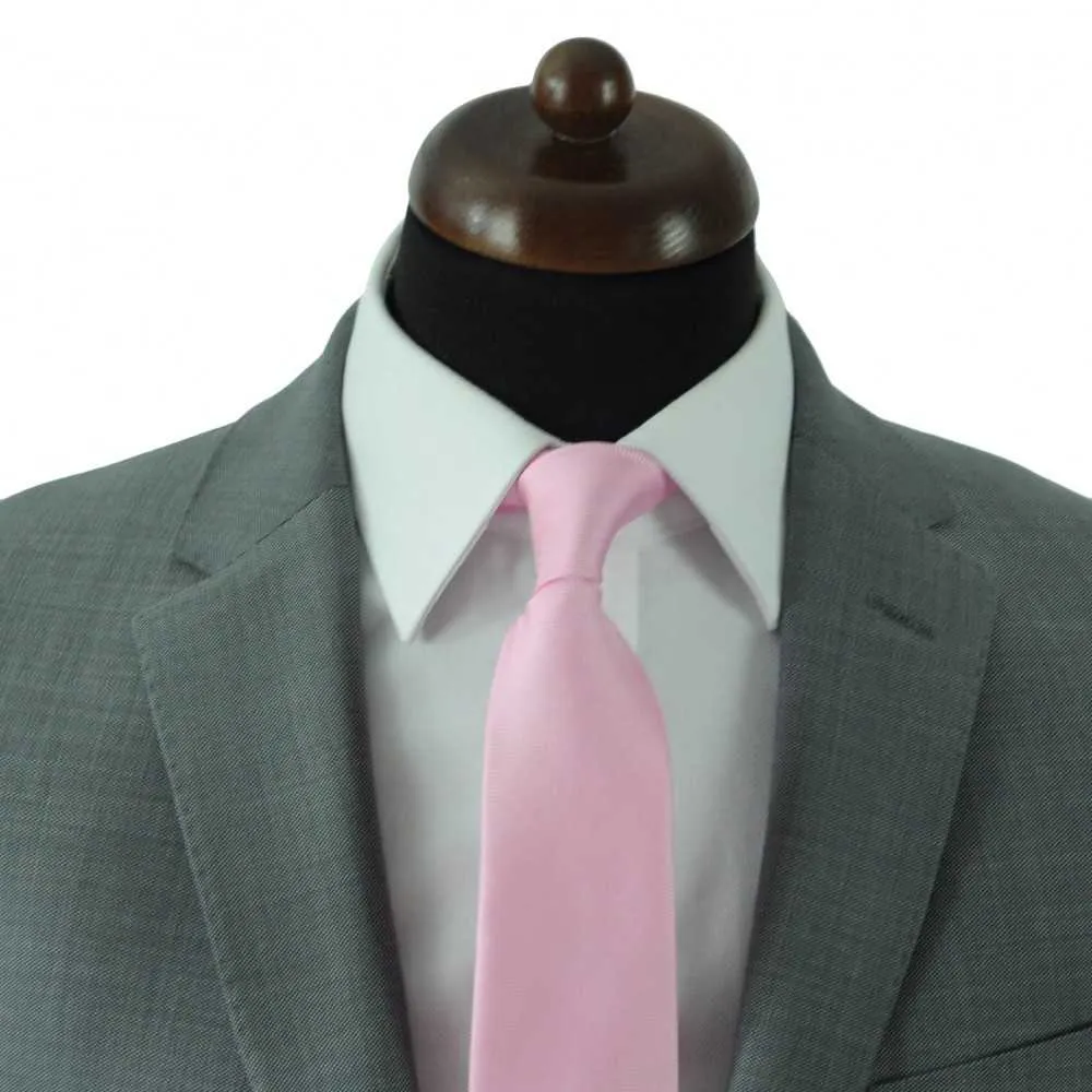 CRAVATE CLASSIQUE HOMME. TRÈS FIN QUADRILLAGE ROSE – Image 4