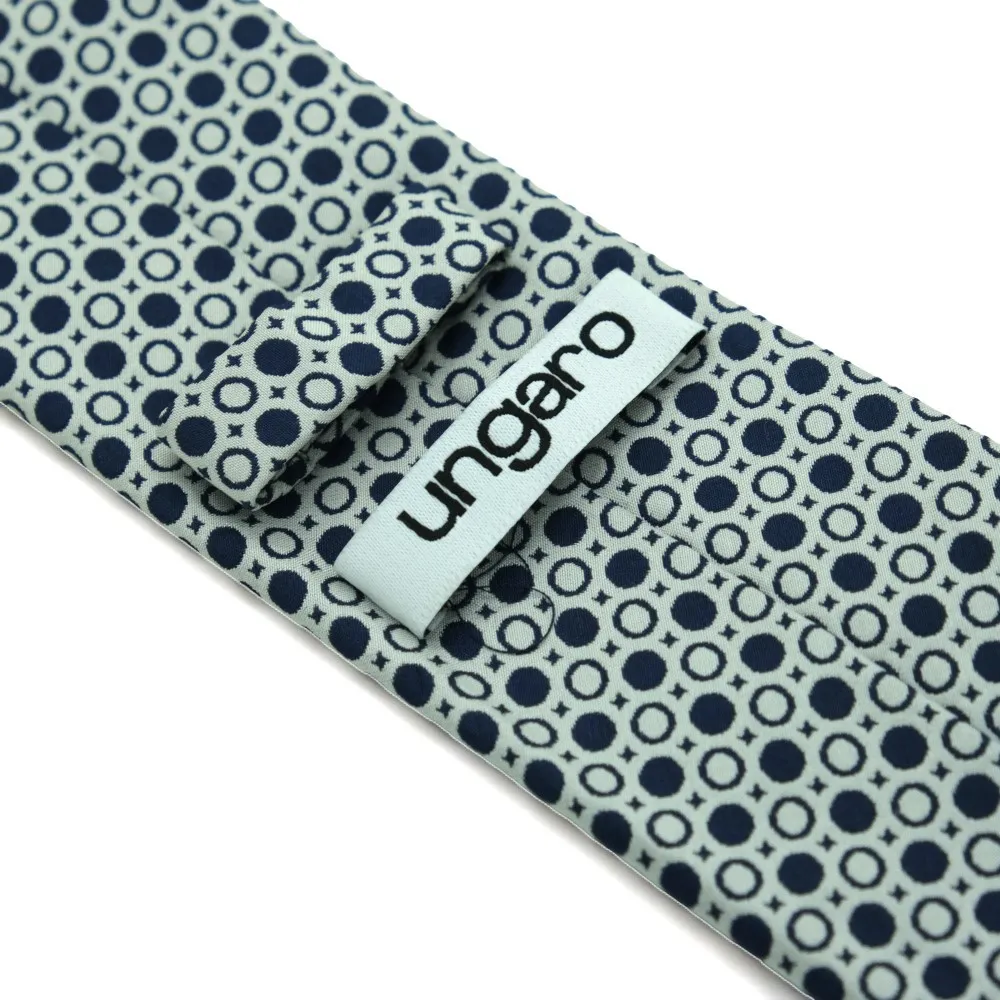 CRAVATE HOMME DE MARQUE UNGARO. BLANC À MOTIFS RONDS – Image 3