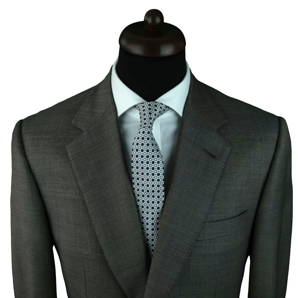 CRAVATE HOMME DE MARQUE UNGARO. BLANC À MOTIFS RONDS – Image 5