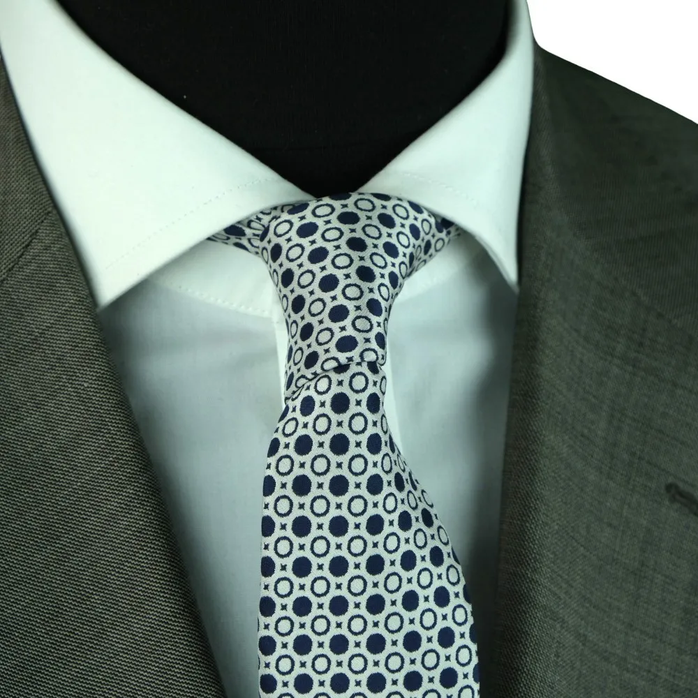 CRAVATE HOMME DE MARQUE UNGARO. BLANC À MOTIFS RONDS – Image 4