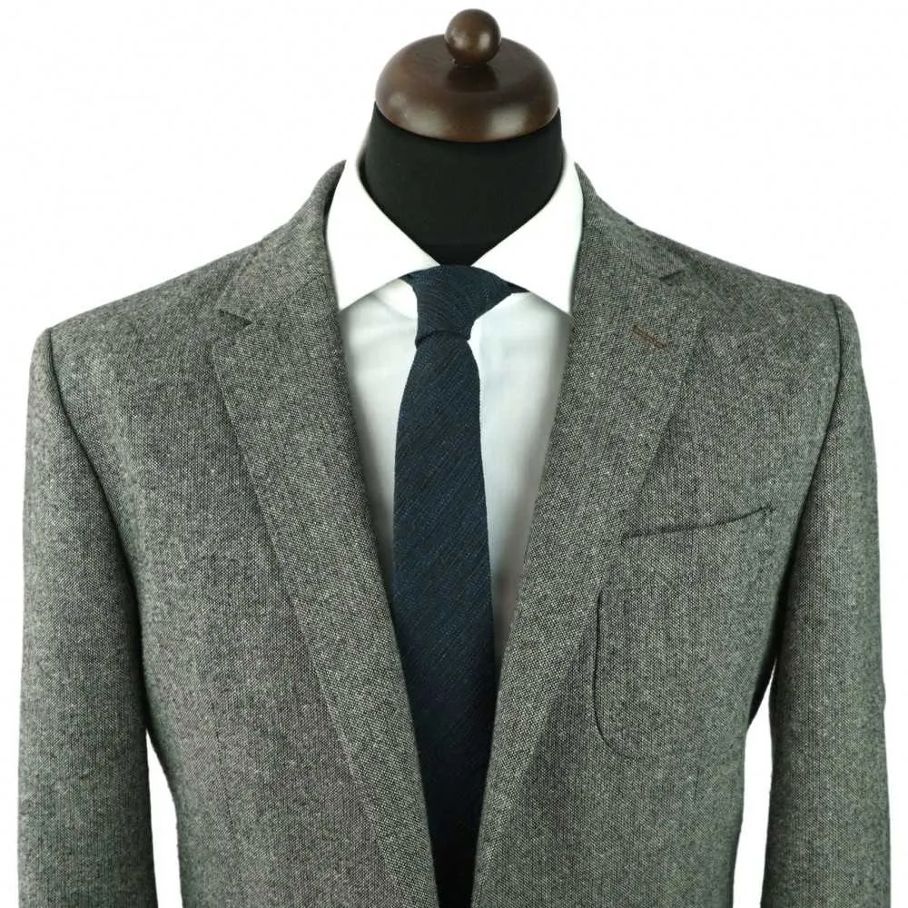 CRAVATE HOMME DE MARQUE UNGARO. BLEU MARINE CHINÉ EN COTON ET SOIE – Image 3