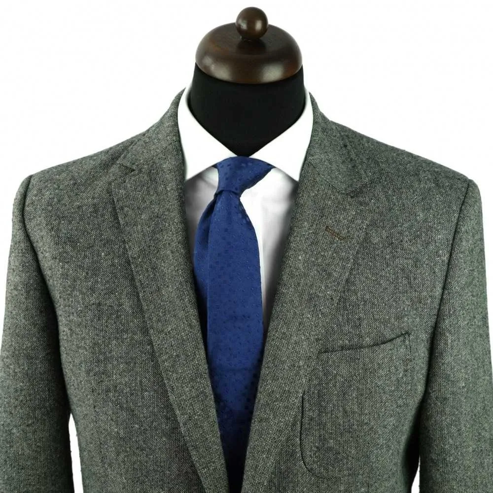 CRAVATE HOMME DE MARQUE UNGARO. BLEU ROI À MOTIFS CARRÉS – Image 3