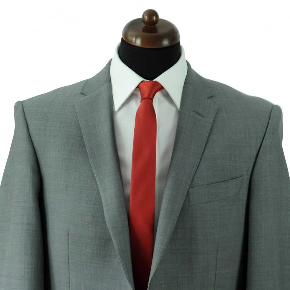 CRAVATE SLIM HOMME. TRÈS FIN QUADRILLAGE ROUGE – Image 5