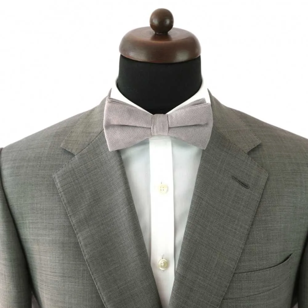 NOEUD PAPILLON EN VELOURS CÔTELÉ (FINES CÔTES). GRIS CLAIR – Image 3