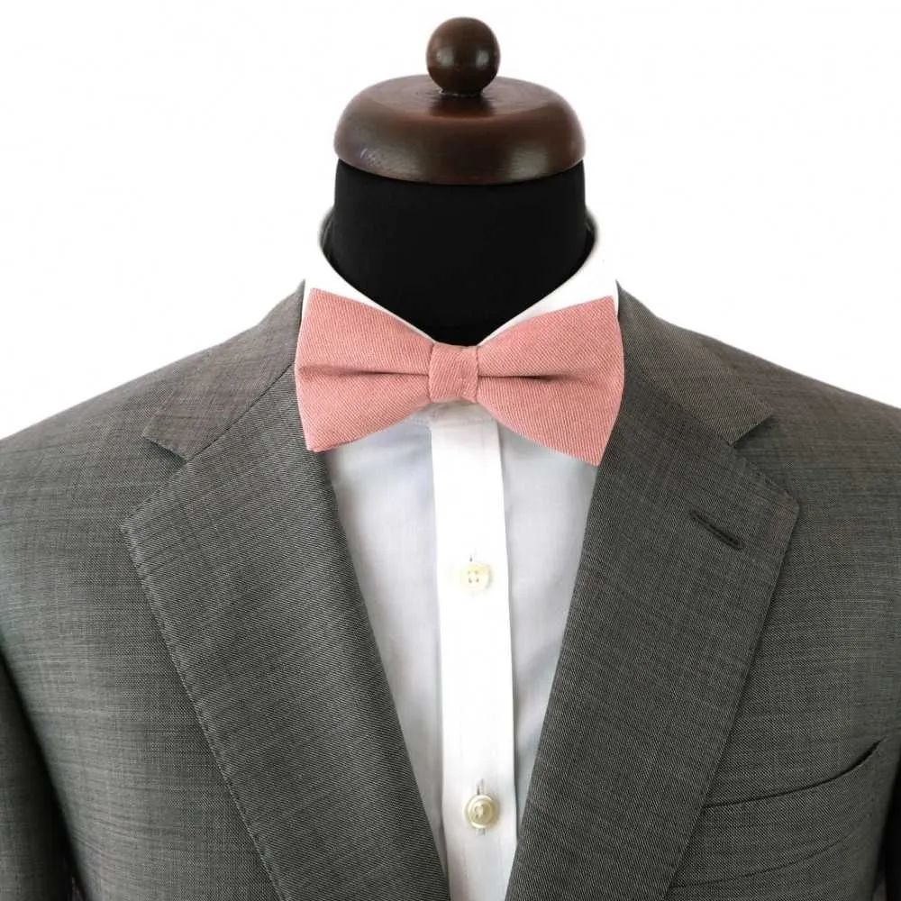 NOEUD PAPILLON EN VELOURS CÔTELÉ (FINES CÔTES). VIEUX ROSE – Image 3
